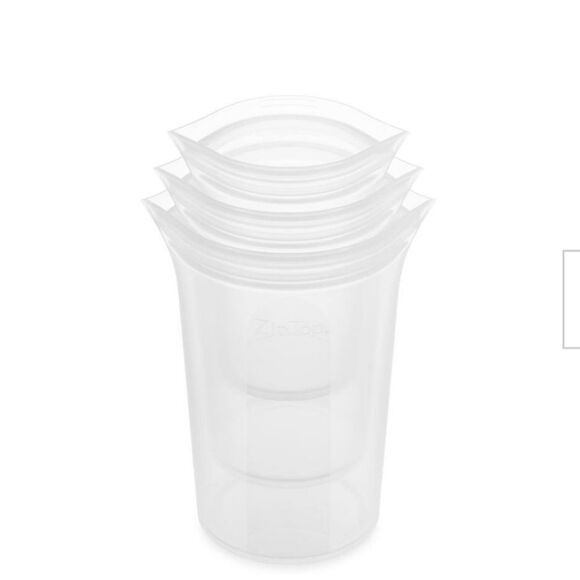 Zip Top Reusable Silicone 3-Piece Cup Set- Frost - Picture 9 of 16